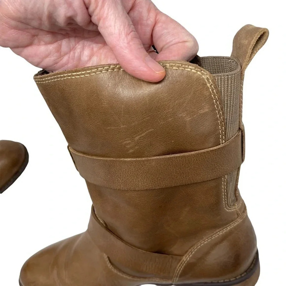 Montana Tan Moto Buckle Leather Boots size 7‎ 1/2 - Picture 7 of 11